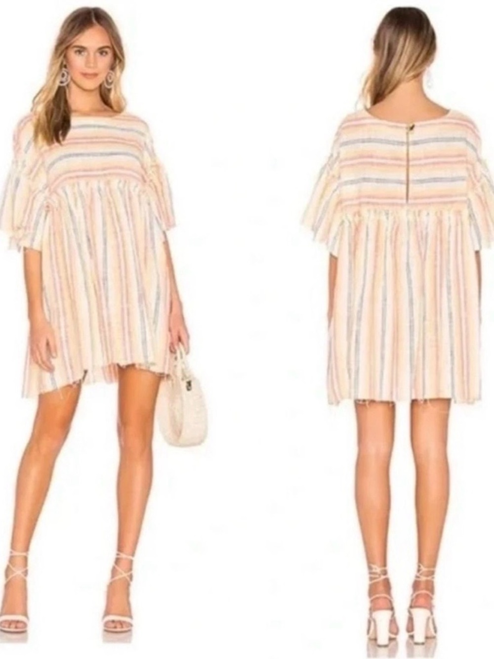 Free People Summer Nights Minidress/tunic size small orange stripe